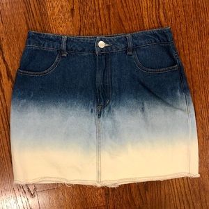 Ombré blue denim jean skirt